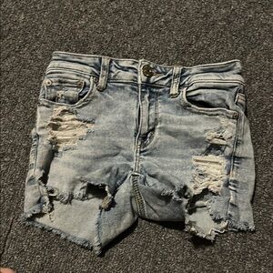 American Eagle Outfitters Distressed Light Blue Denim Shorts